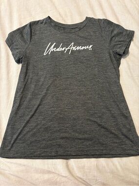 Under Armour Heather Charcoal Short Sleeve Logo Tee in Dark Gray